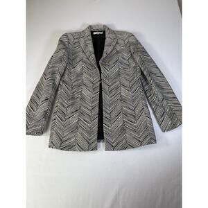 Vintage VALENTINO Miss V Black And White Chevron Blazer Size 6